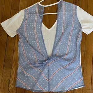 Sandro V-Neck Tee with Sheer Back